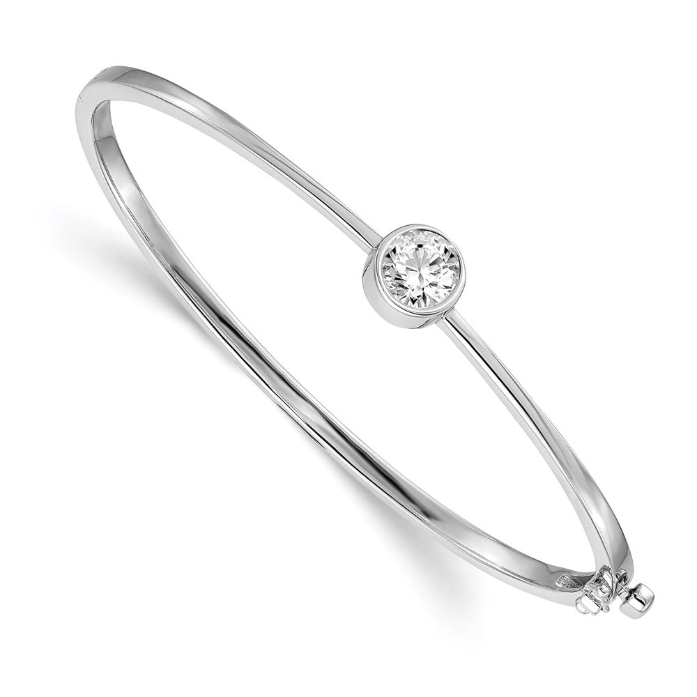 14k White Gold 1ct Lab Grown Diamond VS/SI+ G+ Comp Bezel Bangle Bracelet